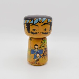 Vintage Kokeshi Samurai doll, Sosaku Kokeshi Samurai doll, Large Vintage wooden Japanese doll, Large vintage Sosaku Kokeshi