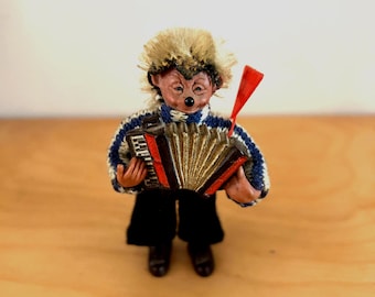 Vintage Peter Mecki Hedgehog Toy: Accordion Player, Austria