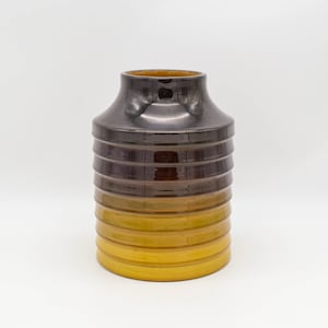 Vintage Bitossi for Raymor tiered multi colour vase, Vintage ceramic Bitossi brown to yellow umbre tiered vase, Bitossi for Raymor vase