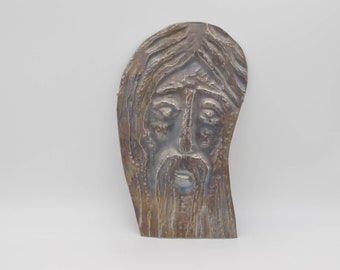 Vintage Hammered Tin Jesus Wall Hanging, Religious Metal Art