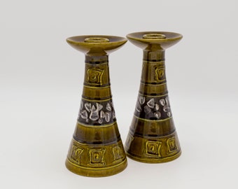 West Germany Pottery ceramic candlesticks, Vintage west German Pottery ceramic candle holders, West German Pottery 3836/20 candle holders