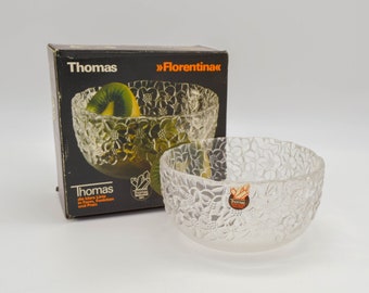 Vintage Thomas Germany Crystal Bowl, Florentina Floral Embossed, New in Box