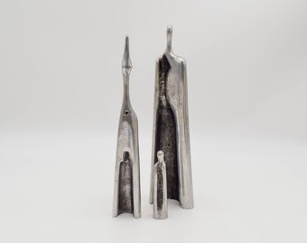 Vintage Aharon Bezalel Aluminum Family Sculpture, Israeli Art
