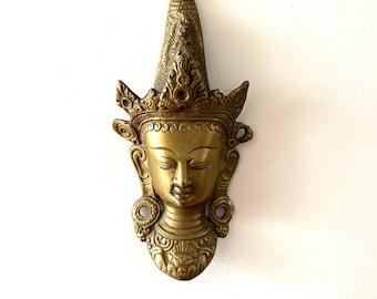 vintage Brass Tara Devi Head Wall hanging decor