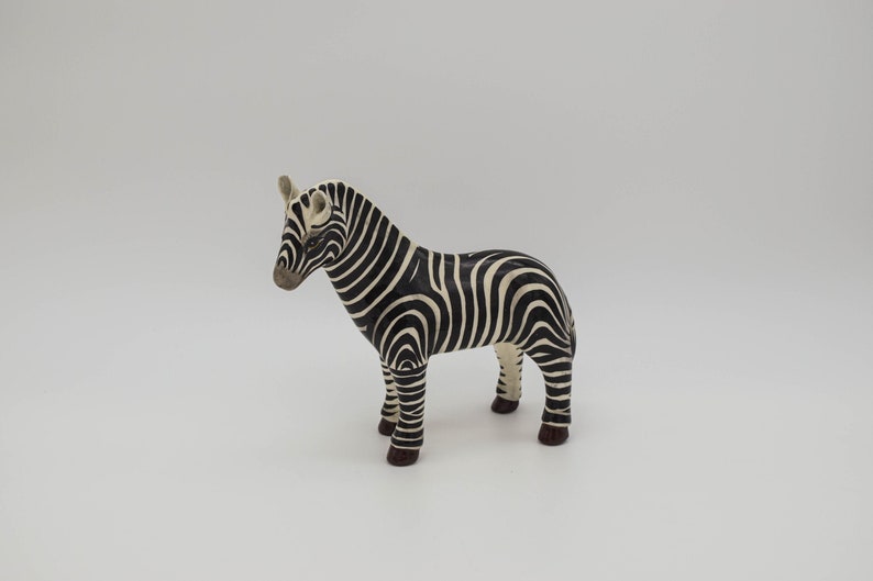 Vintage SerMel Tonala Jal Mexico Paper Mache zebra sculpture zebra vintage Mexican folk art zebra sculpture vintage zebra figure