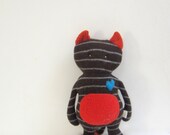 Sale Stuffed cat critter doll Soft toy OOAK Upcycled wool sweater unique Brown White stripes orange cat eco toy Baby shower gift cat lady
