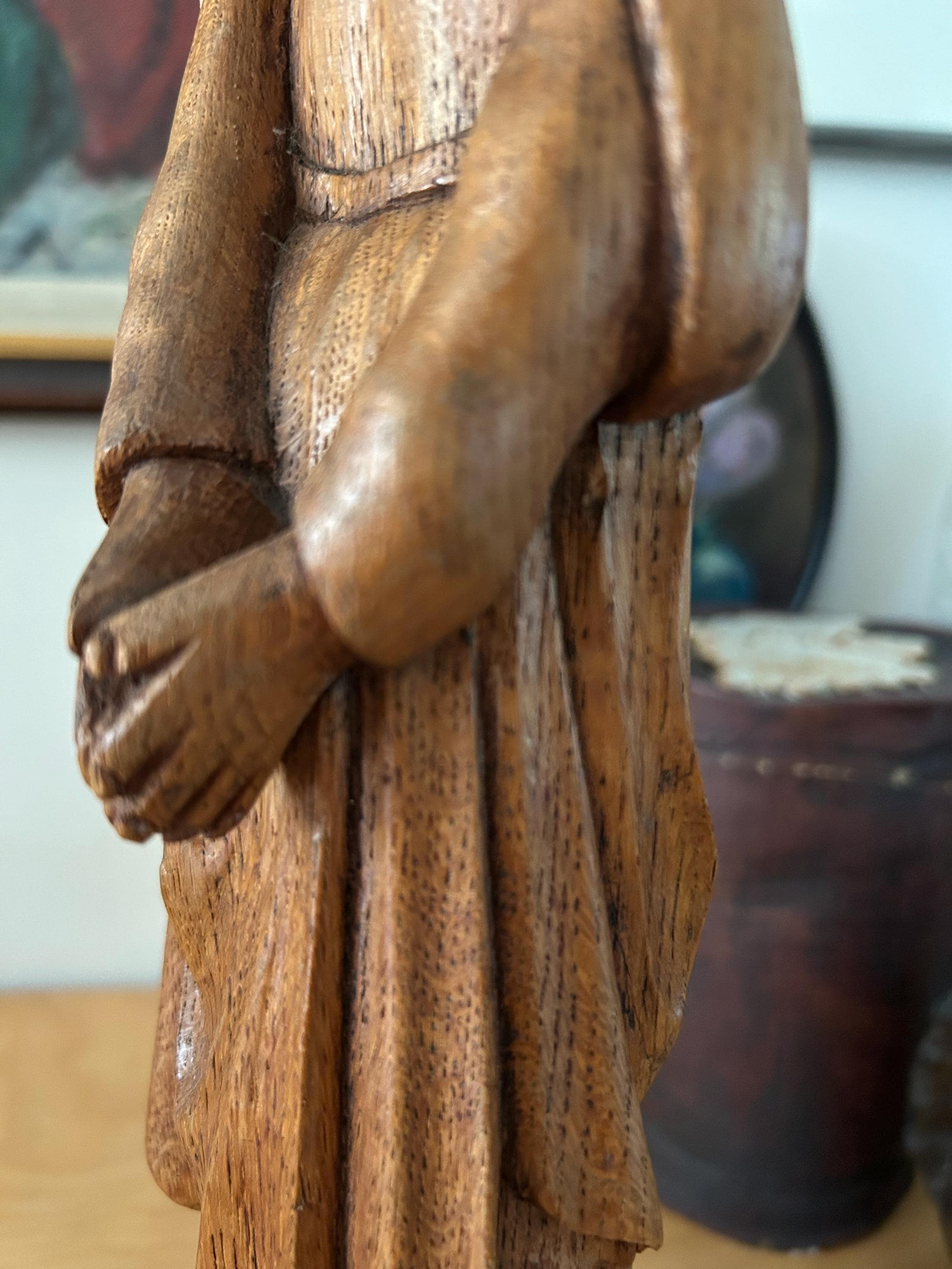 ヴィンテージの手彫りの木製聖母マリア彫刻 - Etsy 日本