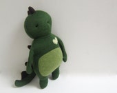 Dinosaur Critter Doll OOAK Upcycled wool sweater green brown dragon soft fabric doll collectors item eco friendly for boys Christmas gift