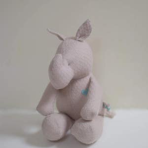 Handmade Rhino doll, Waldorf inspired Eco toy, soft fabric doll, stuffed animal, baby toddler natural Cream image 2