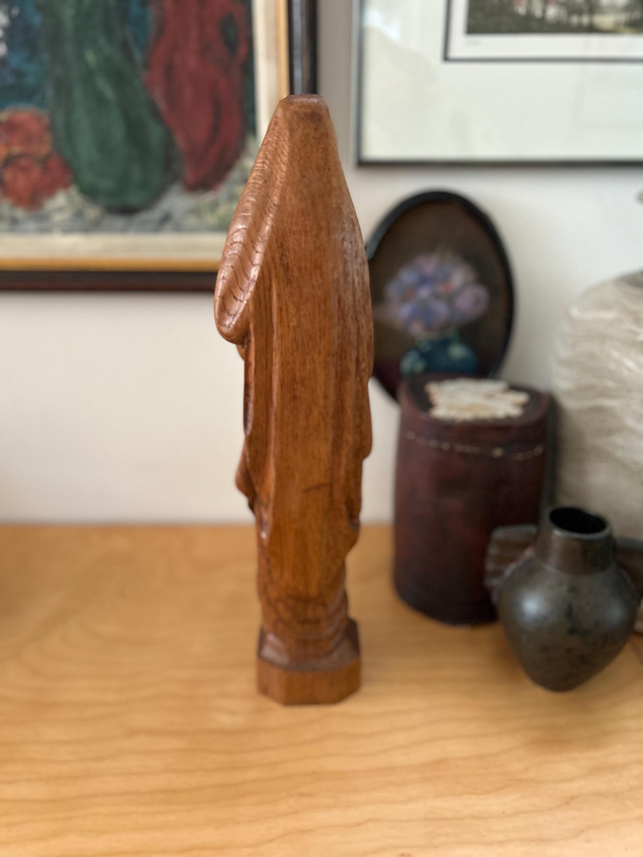 ヴィンテージの手彫りの木製聖母マリア彫刻 - Etsy 日本