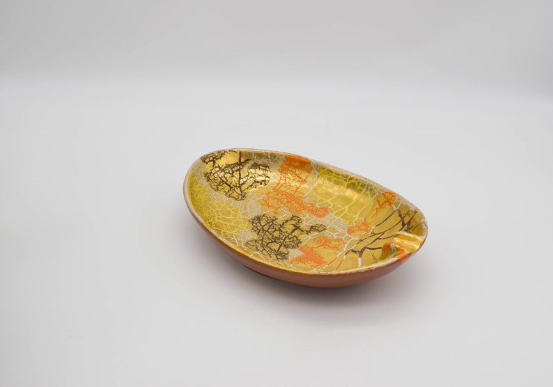 Vintage Bitossi Ashtray Broken gold series, Bitossi Oro Roto ashtray, Vintage Italian Pottery Ashtray, vintage Italian pottery trinket dish image 2