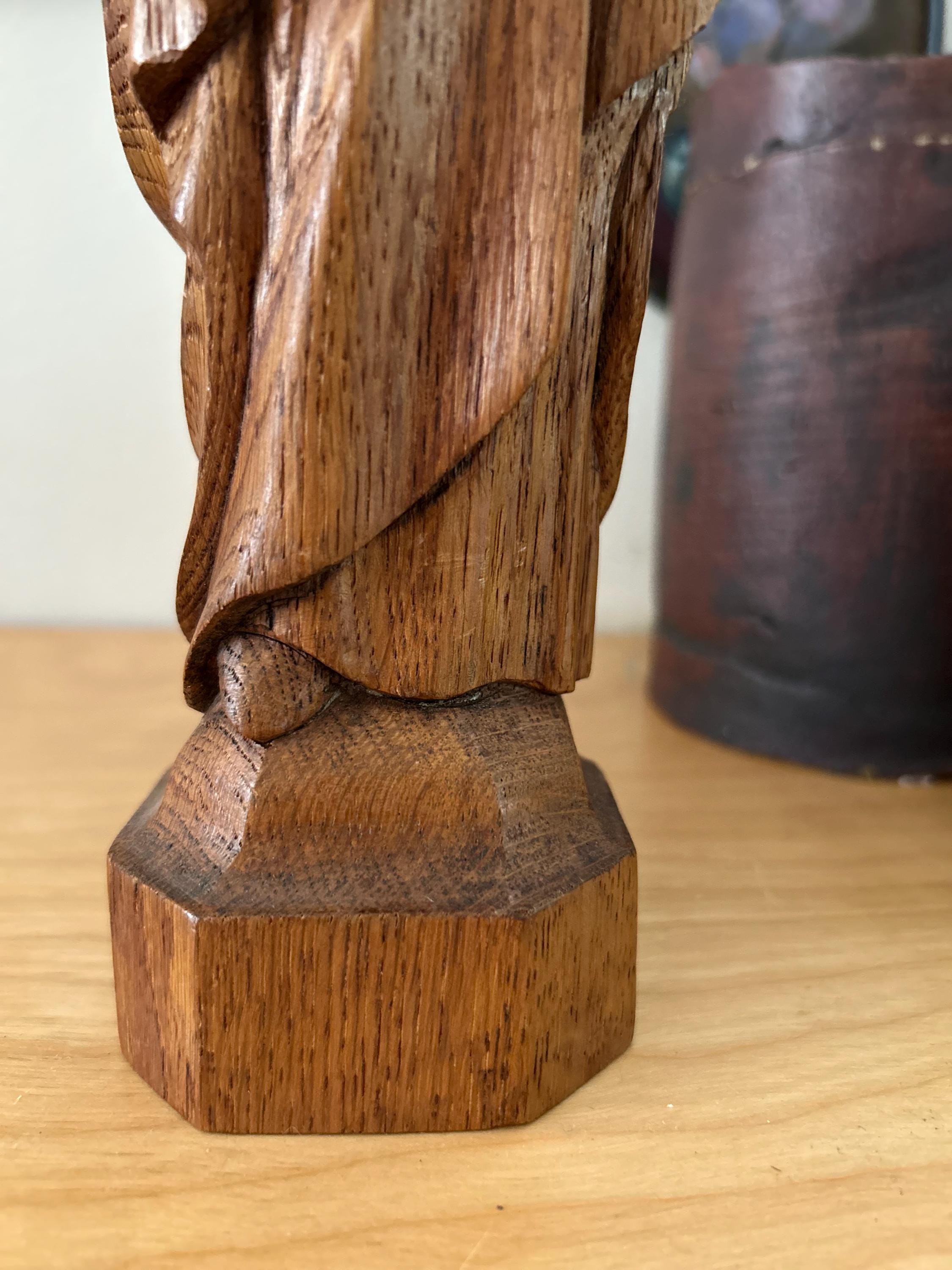 ヴィンテージの手彫りの木製聖母マリア彫刻 - Etsy 日本