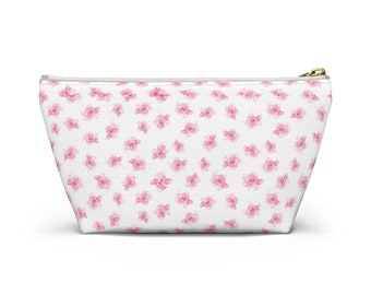Pochette pour accessoires florale bohème coco girl rose esthétique avec fond en T
