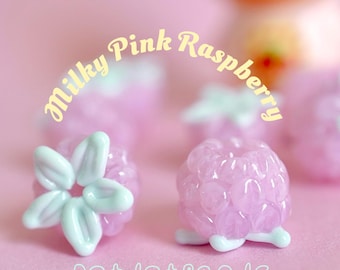 Handcrafted Lampwork Bead: Milky Pink Raspberry Glass, Made in USA