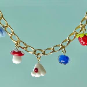Forest Picnic Pendants Necklace, Berries mushrooms Necklace, Design Lampwork Jewelry, Handcrafted Necklace, Best Gift