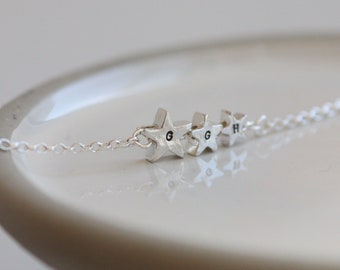 3 Silver Stars Necklace , Personalised Necklace for Mum,  Gift for Mum of Three, Trilogy Necklace