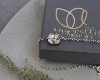 Silver Poppy Bracelet / Unique Handmade Recycled Sterling Silver Flowers