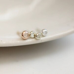 White Gold Studs / Solid 9ct Recycled White Gold / Second Piercing Studs Tiny Dot image 2