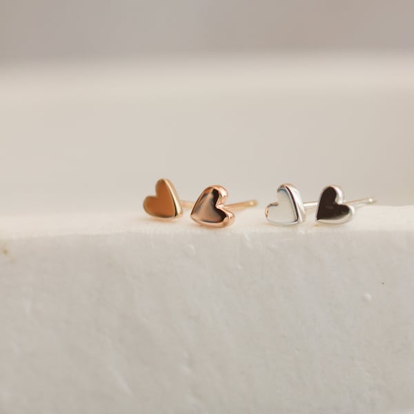 Handmade 9ct Gold Heart Stud Earrings: Chunky Love Hearts