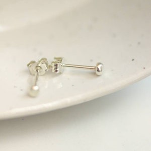 White Gold Studs / Solid 9ct Recycled White Gold / Second Piercing Studs Tiny Dot image 4