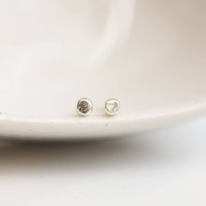 White Gold Studs / Solid 9ct Recycled White Gold / Second Piercing Studs Tiny Dot image 7