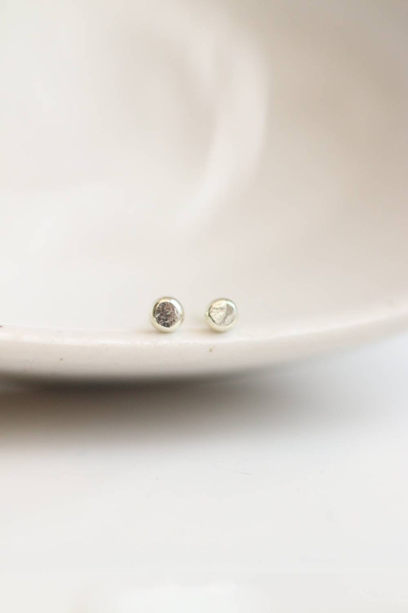 White Gold Studs / Solid 9ct Recycled White Gold / Second Piercing Studs Tiny Dot image 7