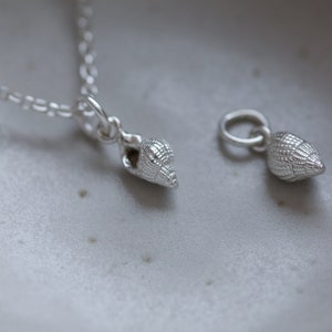 Silver Seashell Necklace, Tiny Mudeford Dorset Whelk Charm Sterling Silver