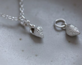 Tiny Silver Dorset Seashell Necklace /British Mudeford Whelk Seashell in Sterling Silver