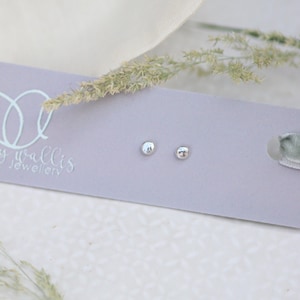 Tiny 2.5mm silver dot studs // second piercing// handmade solid recycled silver stud earring