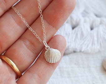 Silver Cornish Cockle Shell Necklace / Shell Charm / Sea Shells in Silver