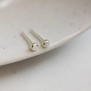 White Gold Studs, Solid 9ct Recycled White Gold Earrings, Second Piercing Studs - Tiny Dot