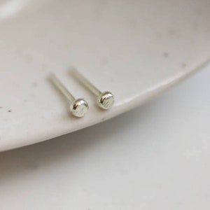 White Gold Studs / Solid 9ct Recycled White Gold / Second Piercing Studs Tiny Dot image 1