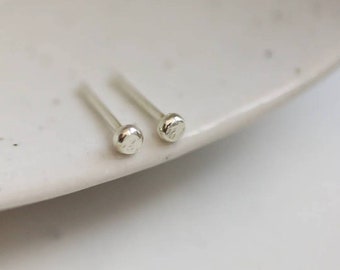 White Gold Studs / Solid 9ct Recycled White Gold / Second Piercing Studs - Tiny Dot