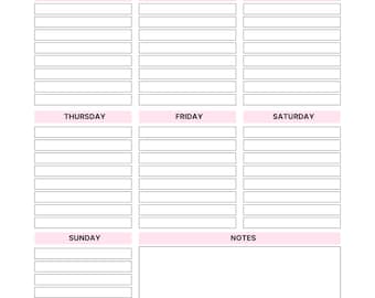 Pink Weekly Planner Template printable PDF File - Etsy