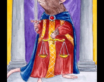 Justice  Card from the Rata Arcana, A Rat Tarot