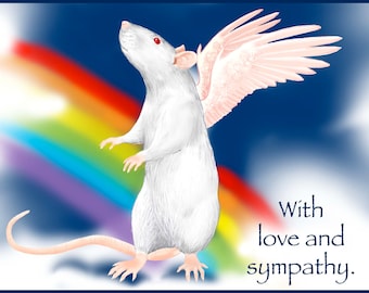 White Angel Rat Sympathy Card