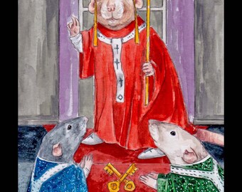 The Hierophant card from the Rata Arcana for the Mystical Rat Lover