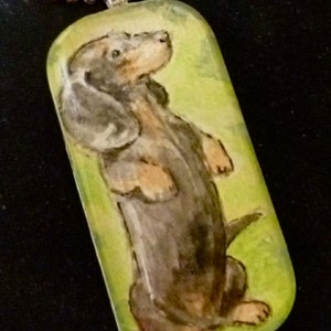 Begging Dachshund Hand Painted Pendant Wearable Art image 3