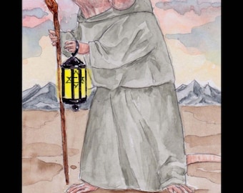 The Hermit, card from the Rata Arcana, for the Mystical Rat Lover