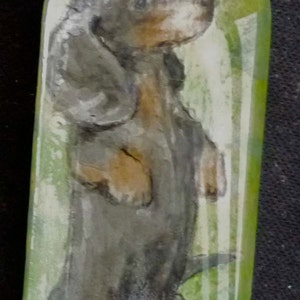 Begging Dachshund Hand Painted Pendant Wearable Art image 1