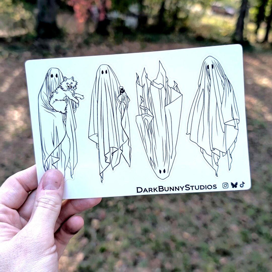 Ghost Sticker Sheet With 4 Stickers - Etsy