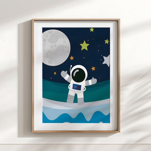 Children's room, picture, astronaut, space, digital download, instant print, all aspect ratios, all sizes, all dimensions