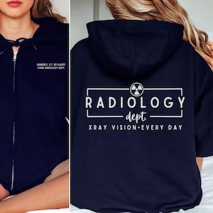 Sweat-shirt de radiologie personnalisé, chemise technique pour échographie, veste Rad Tech, col rond de radiologie aux rayons X, cadeau pour radiologue, sweat à capuche zippé personnalisé