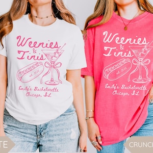 Weenies and Tinis Bachelorette Shirt, Martini Bachelorette Party TShirt, Matching Bridesmaids Proposal Gift, Hotdog Party Shirt, Funny Bach