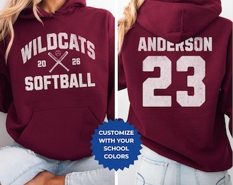 Custom Softball Mascot Shirt, Personalized Mascot Sweater, Softball Team Hoodie, Player Name And Number Sweatshirt, Softball Mom TShirt