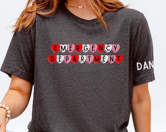 Emergency Department Valentine Sweatshirt, Custom Logo Shirt, ER Nurse Personalized Shirt, Emergency RN Nurse Valentine Crewneck, ER Shirt