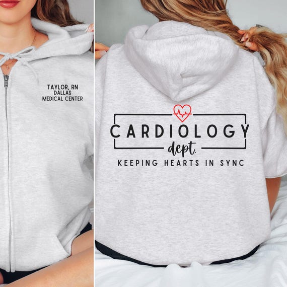 Custom Cardiology Nurse Jacket, Cardiac Personalized Nurse Sweatshirt, Cardiac Nurse Gift, Cardiovascular Custom CHD Nurse, Zip Up Hoodie