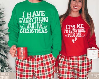 Pregnancy Christmas Announcement Shirt, Funny Couples Pregnancy Reveal, Couples Matching Pajama Tops, Pregnancy Announcement Sweatshirt