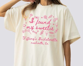Custom Ice Cream Bachelorette Party Shirt, She Found Her Sweetie Bachelorette, Candy Bach Party Merch, Matching Bridesmaids Party Favors