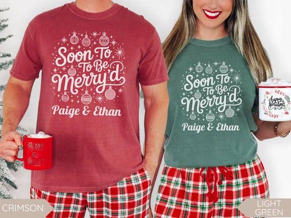 Engagement Announcement Christmas Sweatshirt, Just Engaged Gift, Couple Matching Xmas TShirts, Christmas Couple Holiday Pajama Shirts